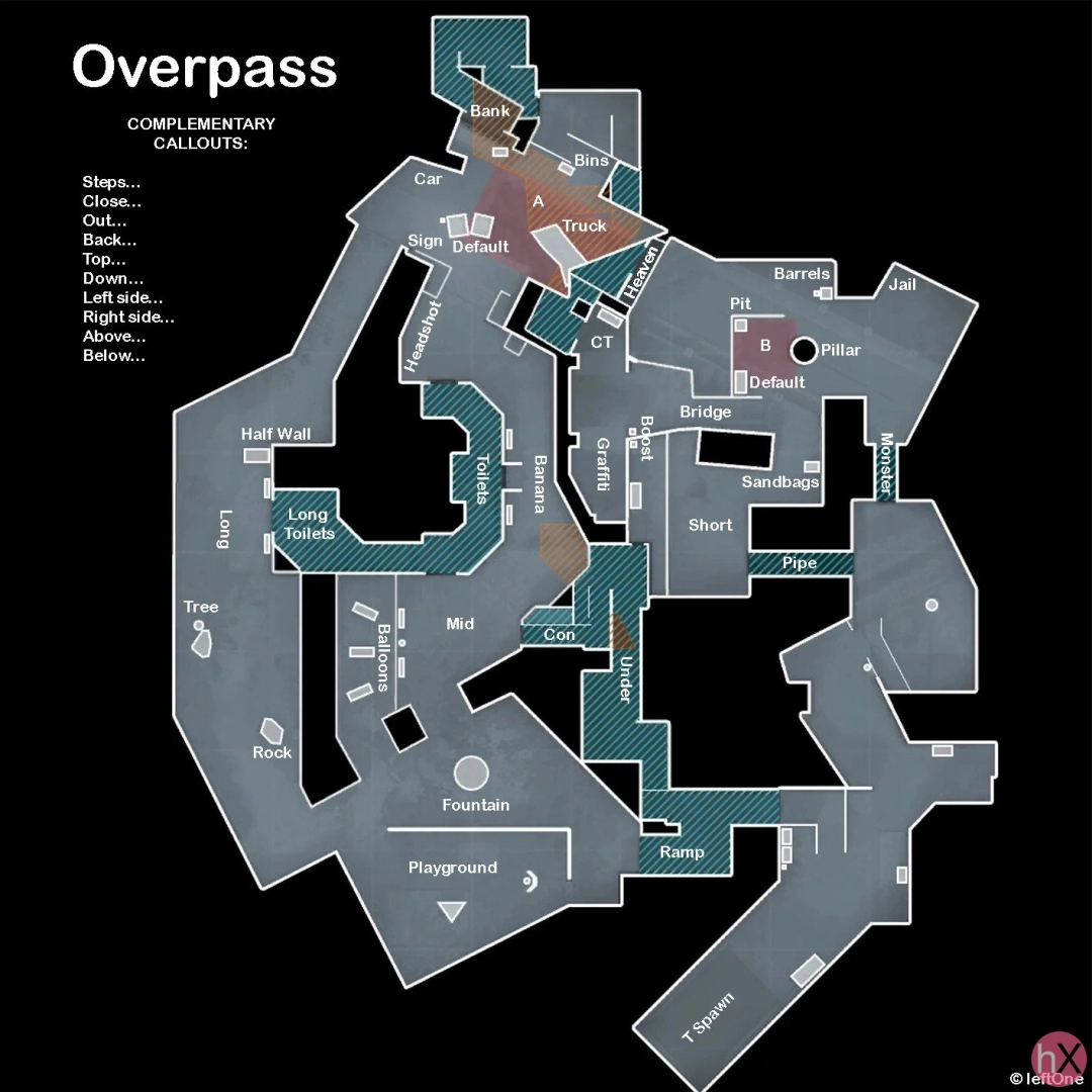Позиции карты Overpass в CS2