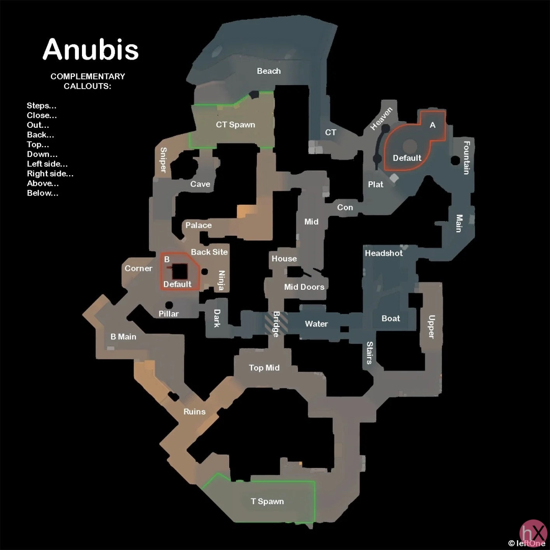 Позиции карты Anubis в CS2